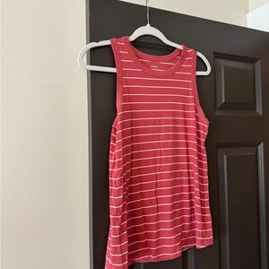 Old Navy Coral and White Striped Tank Top